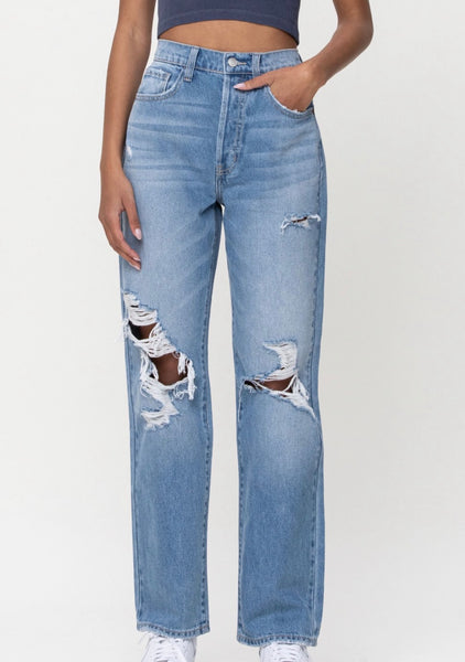 Cello Mom Jeans Distressed