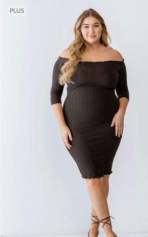 Plus Size Black Off The Shoulder Dress