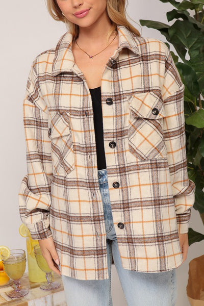 Cream Flannel Shacket