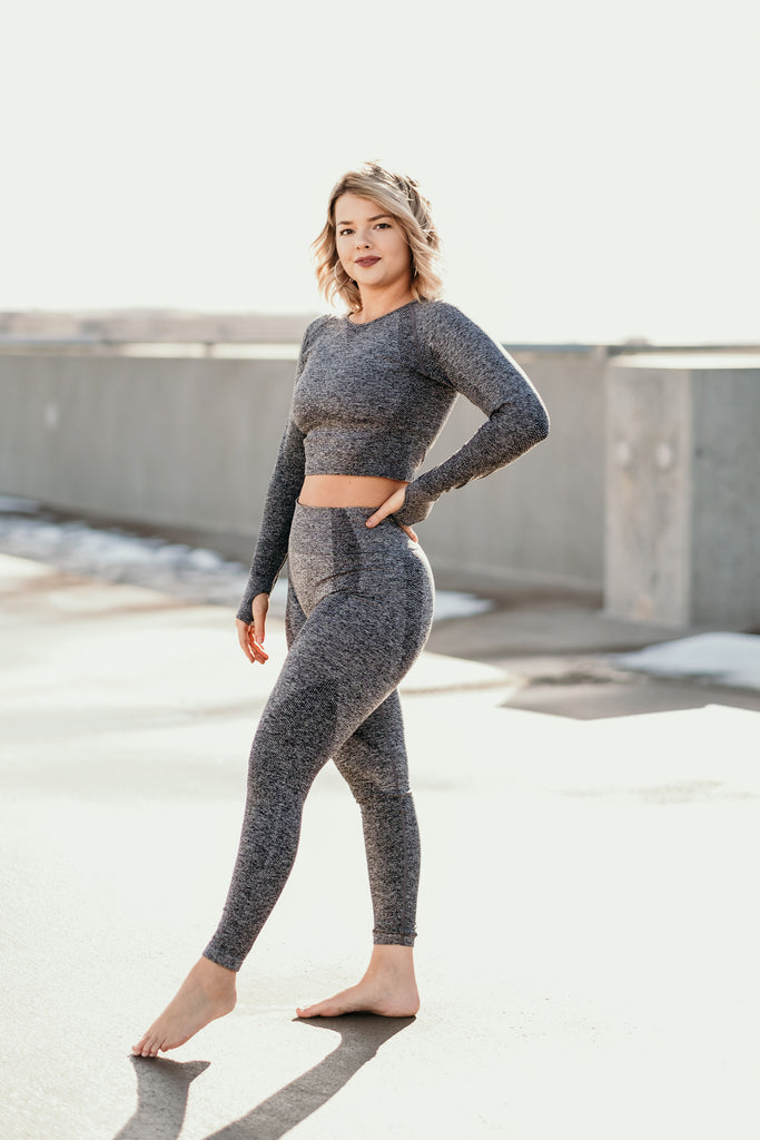 Astrid Activewear Long Sleeve -CHARCOAL – Gingerella's Boutique