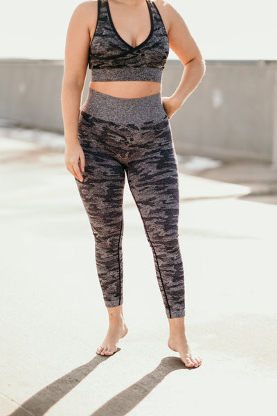 Camo Activewear Bra -BLACK