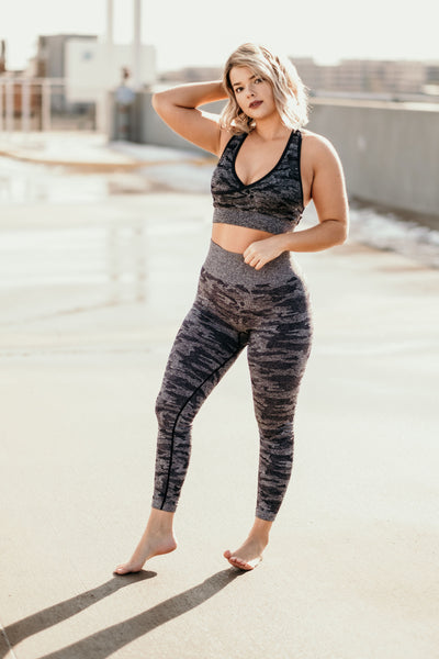 Camo Activewear Bra -BLACK