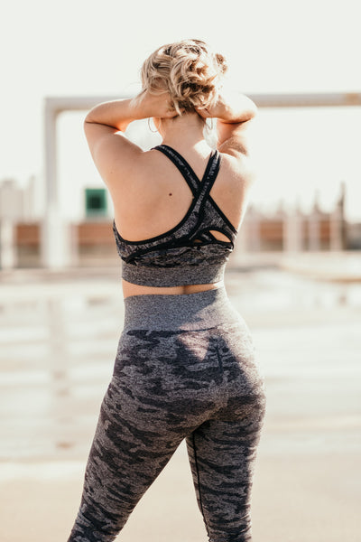 Camo Activewear Bra -BLACK