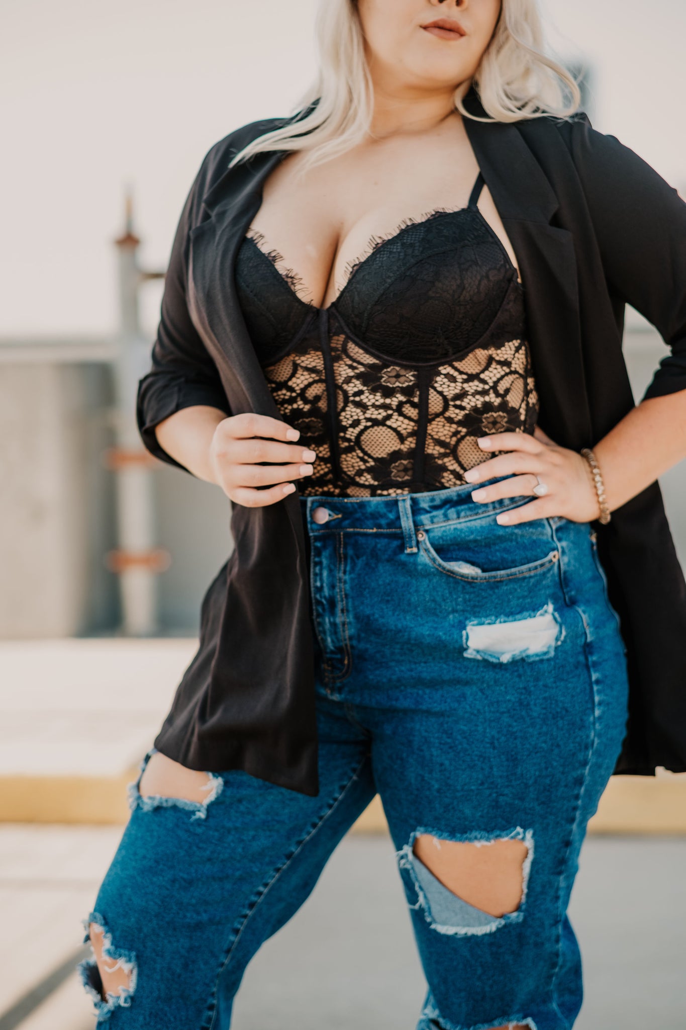 PLUS SIZE dark wash denim