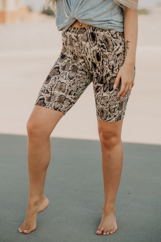 Luca Snakeskin Biker Shorts