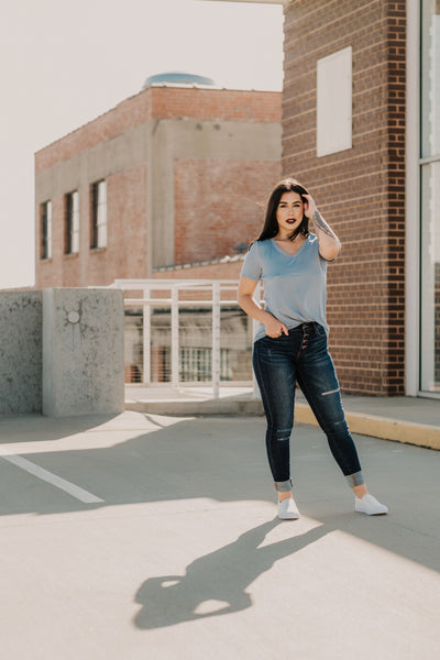 Call Your Bluff Basic Oversized Tee Blue