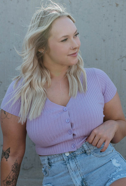 Subtle Secrets Button Top - Lilac