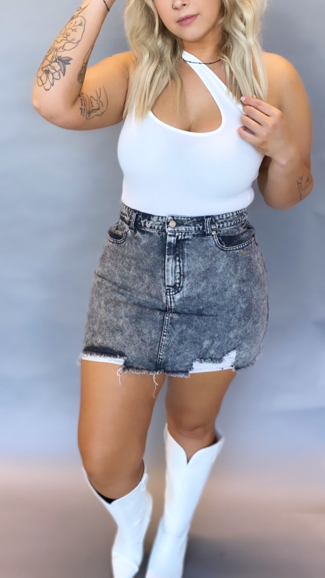 Fly On The Wall Denim Skirt