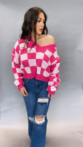 Isabela Checkered Sweater PINK