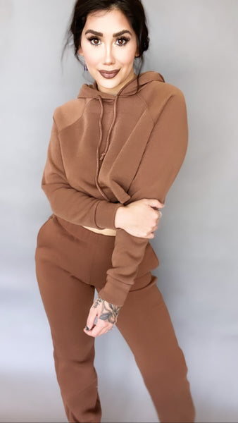 Chocolate Cropped Hoodie