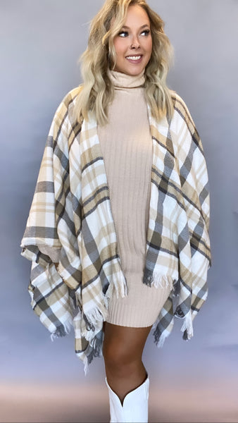 Emma Plaid Kimono CREAM