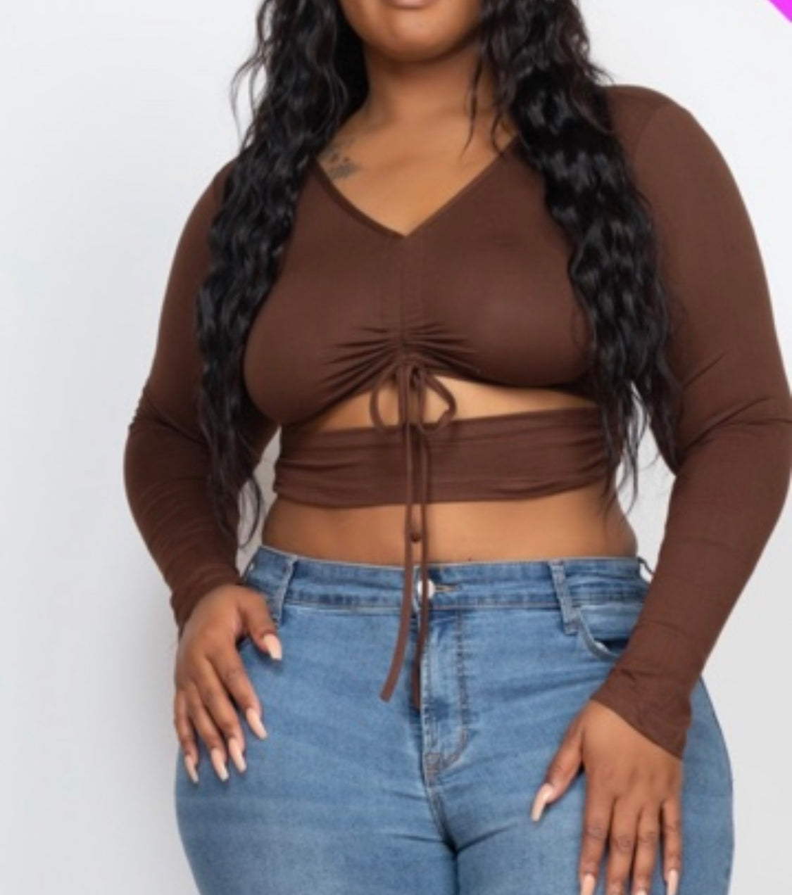 Lyssa Chocolate Crop Top Plus Size