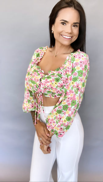 Francis Floral Crop Top -GREEN