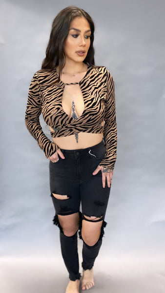 Chrissy Zebra Print Crop Top