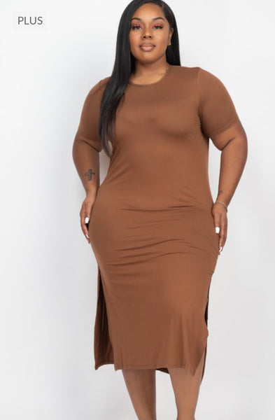 Tali Plus Size Tshirt Dress -Chocolate