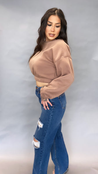 Mocha Cropped Sweatshirt