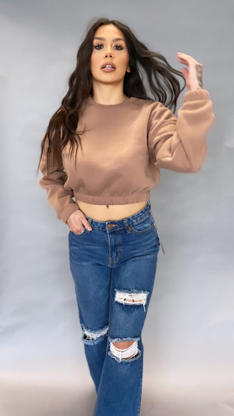 Mocha Cropped Sweatshirt