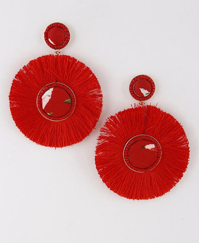 Biggest Fan Earrings -Red