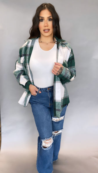 It's My Exes Green and White Flannel