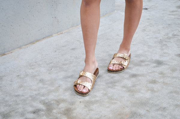 Gold goddess sandals