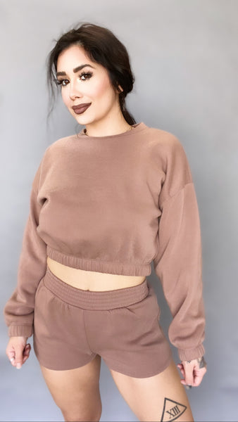 Mocha Cropped Sweatshirt