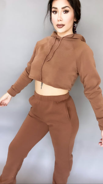 Chocolate Cropped Hoodie