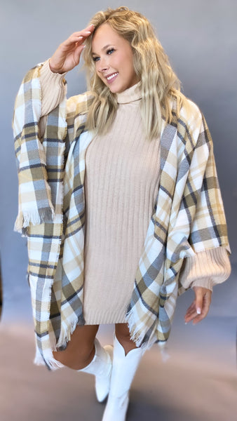 Emma Plaid Kimono CREAM