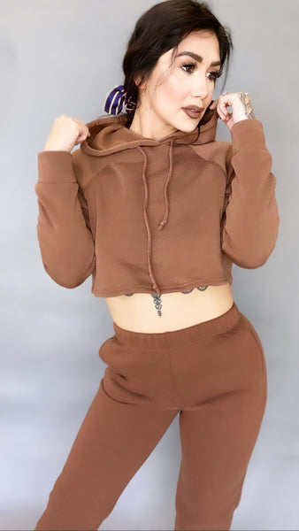 Chocolate Cropped Hoodie