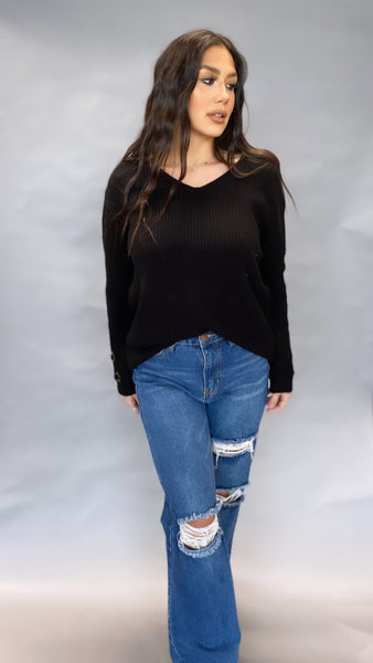 Black detailed sweater