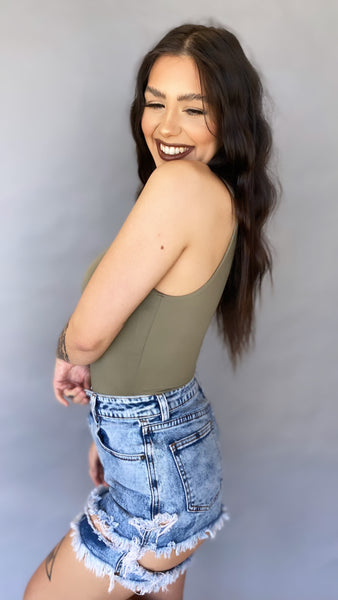 Thea Acid Wash Distressed Shorts
