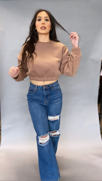 Mocha Cropped Sweatshirt