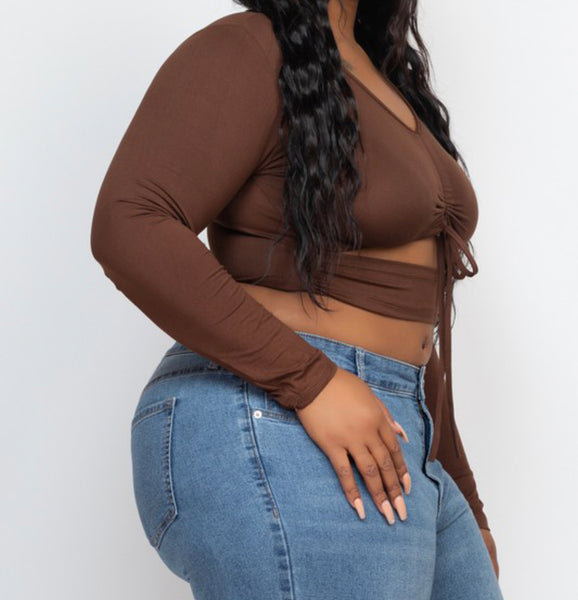 Lyssa Chocolate Crop Top Plus Size