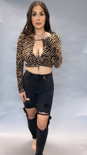 Chrissy Zebra Print Crop Top