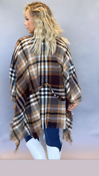 Emma Plaid Kimono BROWN