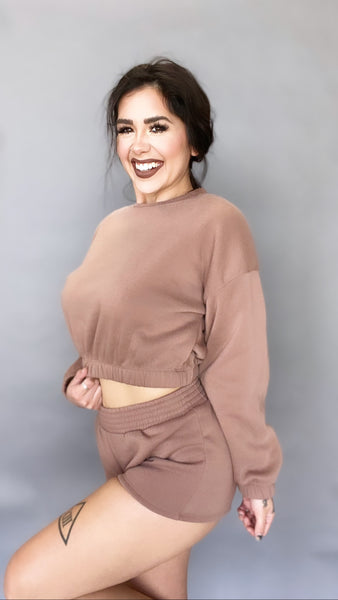 Mocha Cropped Sweatshirt