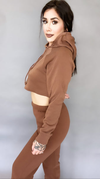 Chocolate Cropped Hoodie