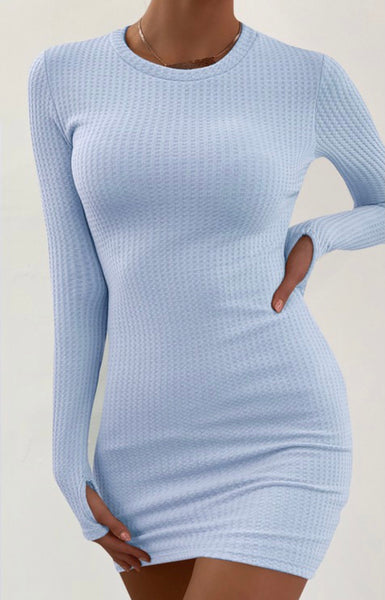 Chic and Sleek Ribbed Mini -BLUE