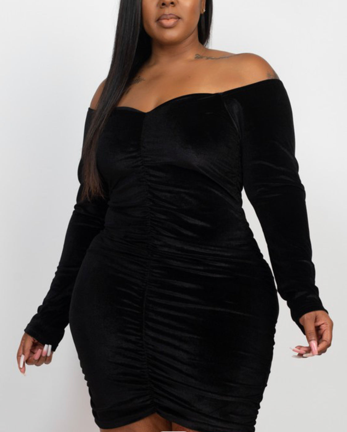 Jameson Velvet Dress PLUS -BLACK Gingerella's Boutique Jameson Velvet Dress PLUS -BLACK Gingerella's Boutique