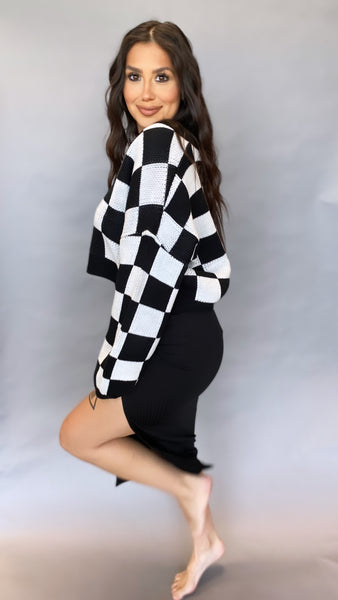 Isabela Checkered Sweater BLACK