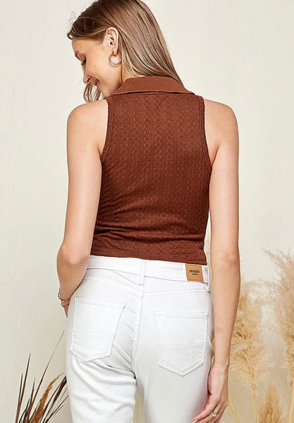 Henry Chocolate Polo Crop Top