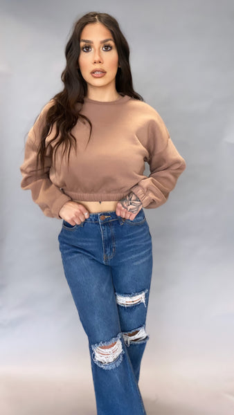 Mocha Cropped Sweatshirt