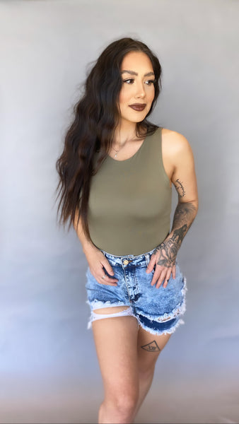 Thea Acid Wash Distressed Shorts