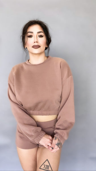 Mocha Cropped Sweatshirt