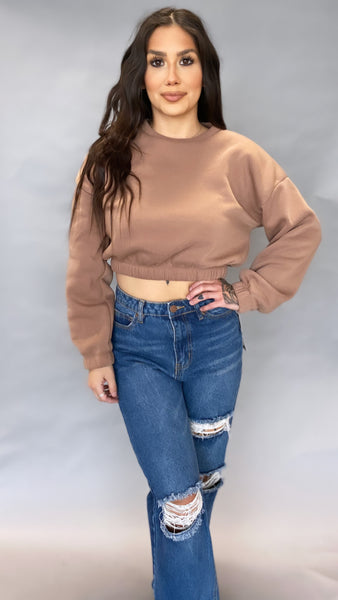 Mocha Cropped Sweatshirt