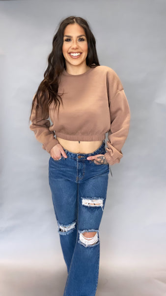 Mocha Cropped Sweatshirt